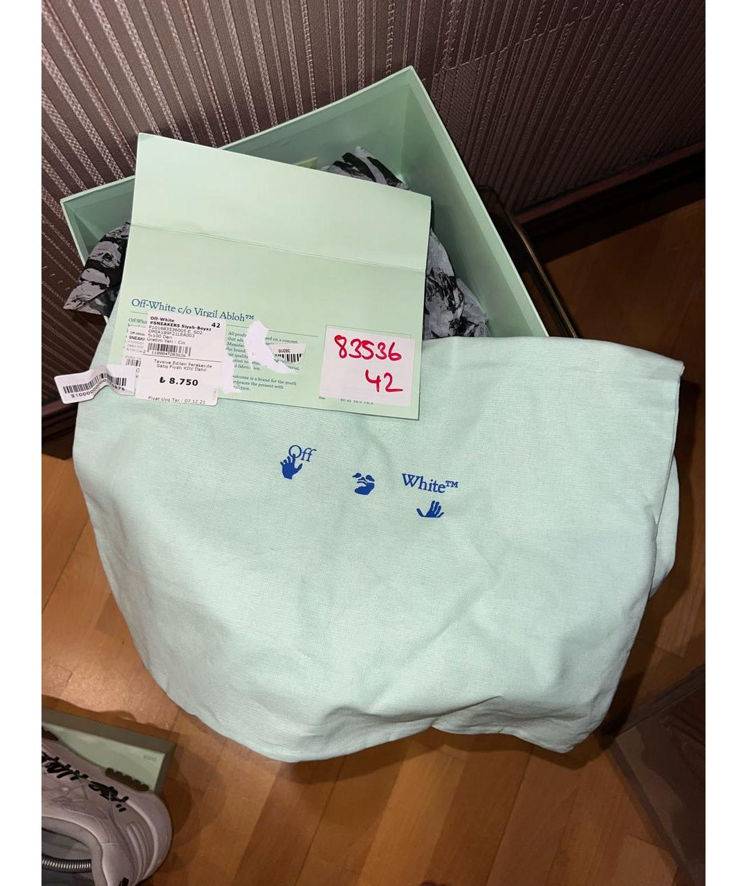 OFF-WHITE Белые кожаные низкие кроссовки / кеды, фото 7