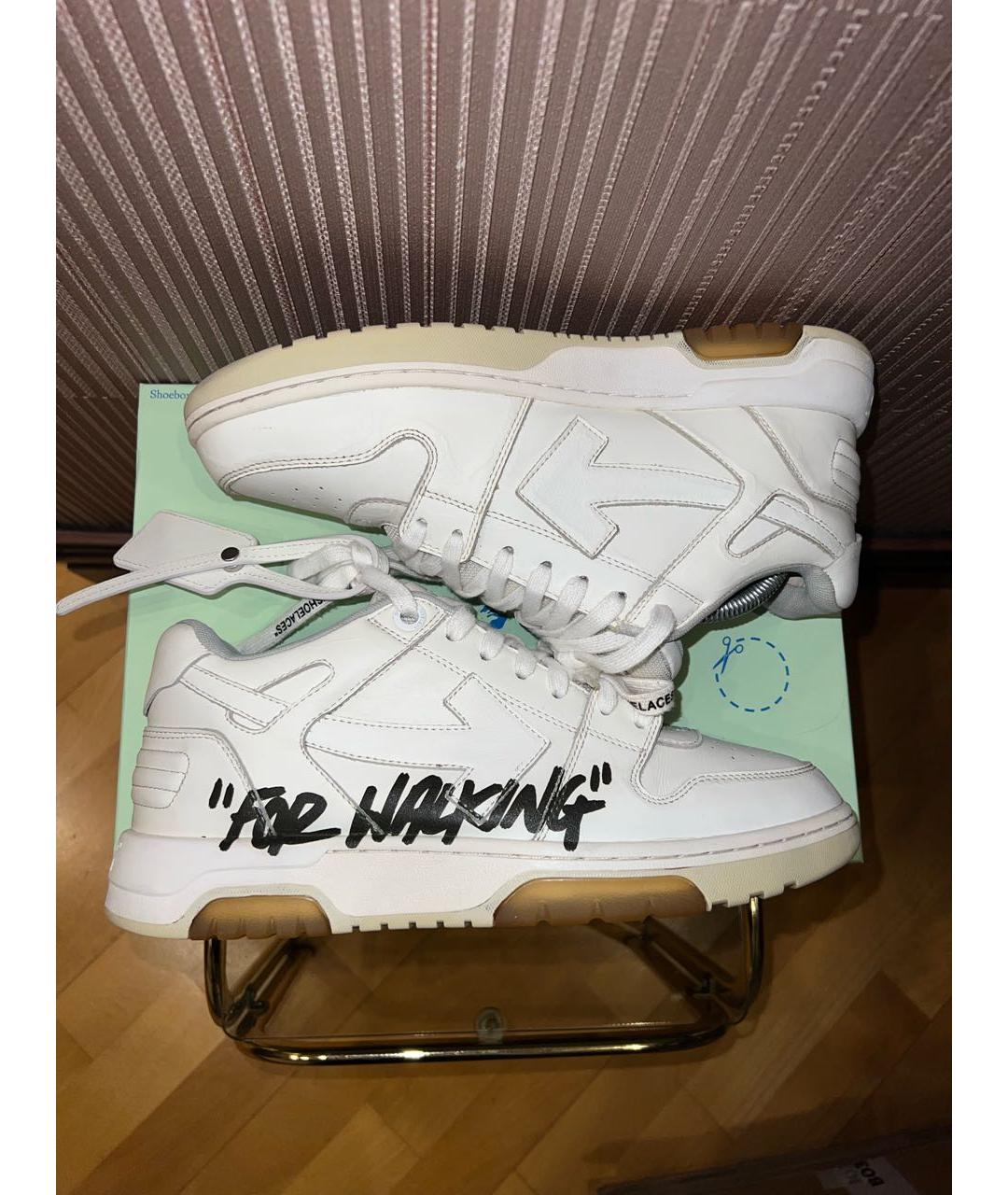 OFF-WHITE Белые кожаные низкие кроссовки / кеды, фото 3