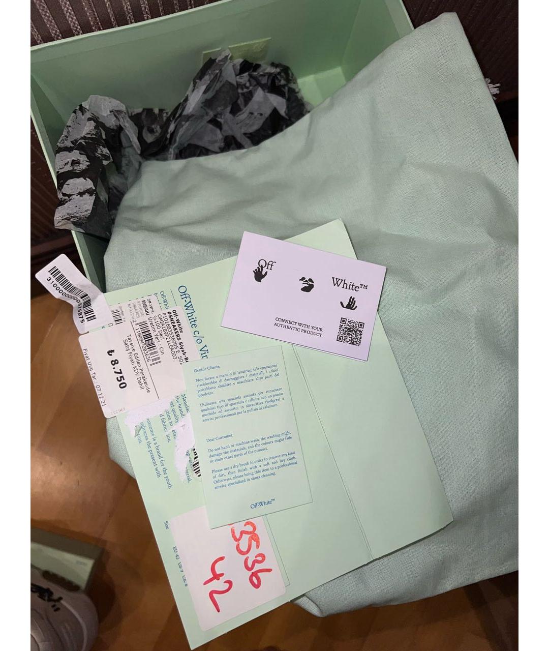 OFF-WHITE Белые кожаные низкие кроссовки / кеды, фото 8