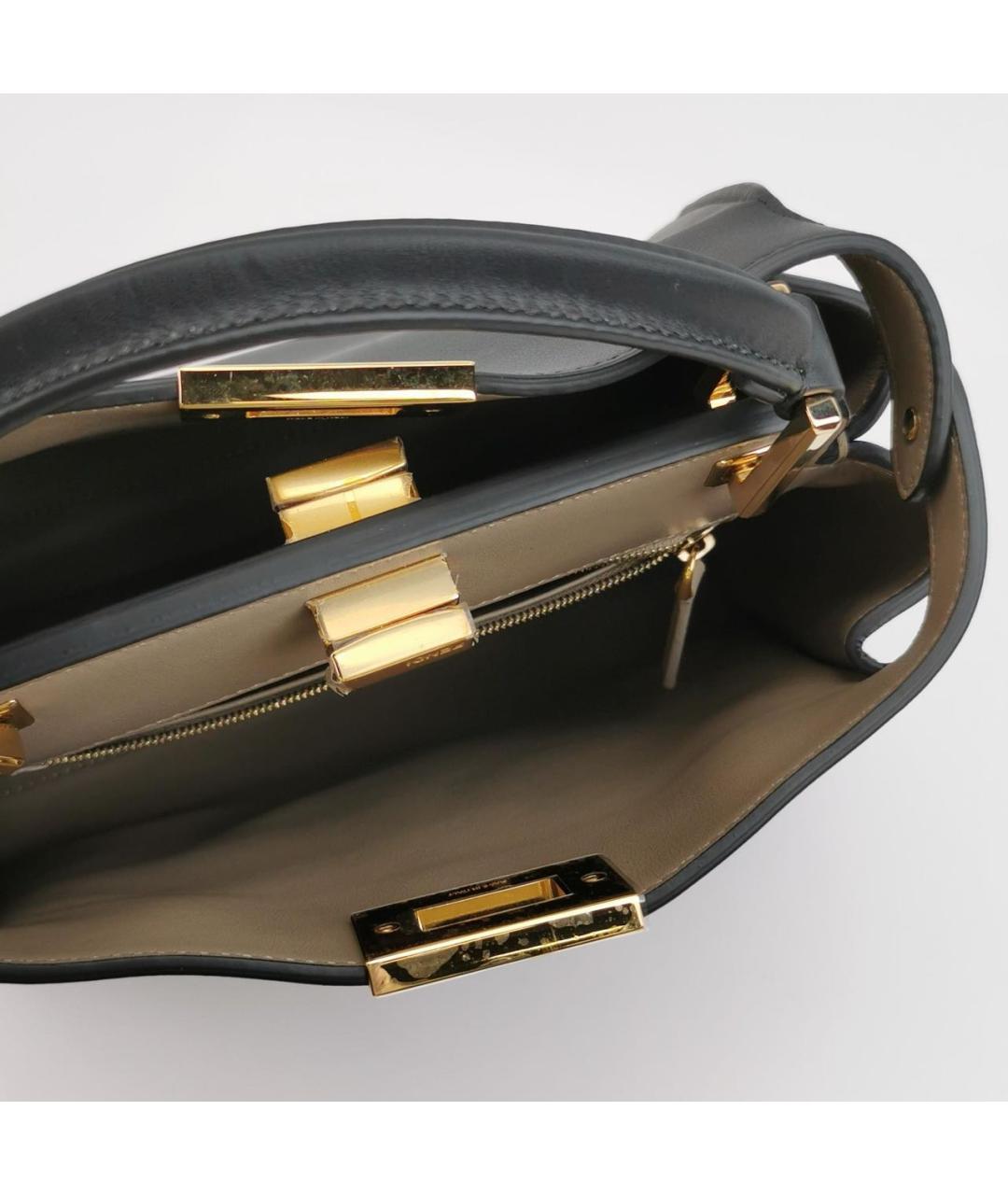 FENDI Черная кожаная сумка с короткими ручками, фото 4