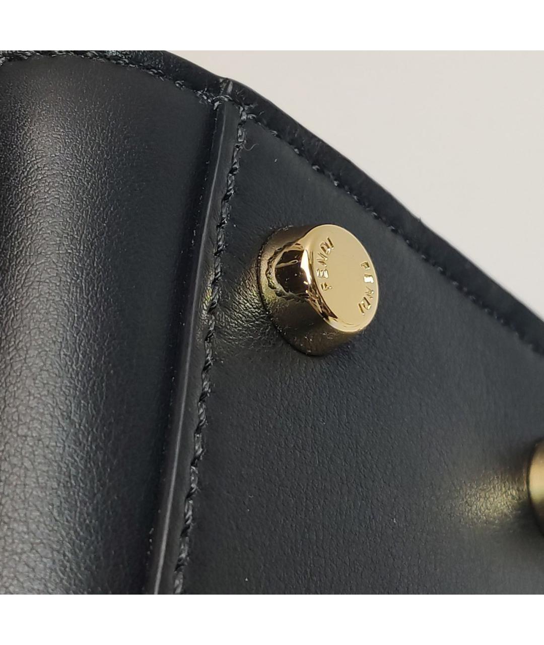 FENDI Черная кожаная сумка с короткими ручками, фото 7