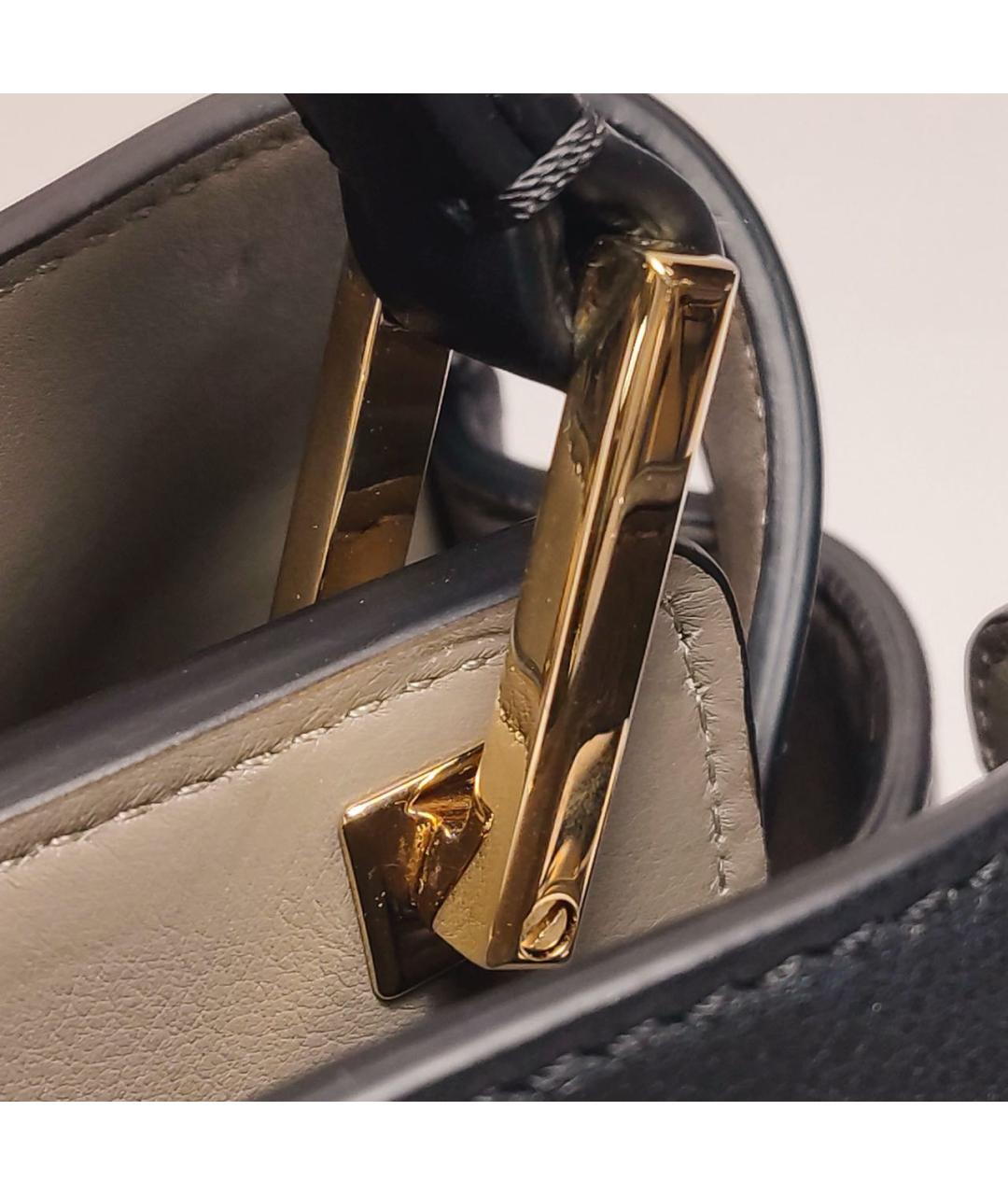 FENDI Черная кожаная сумка с короткими ручками, фото 6