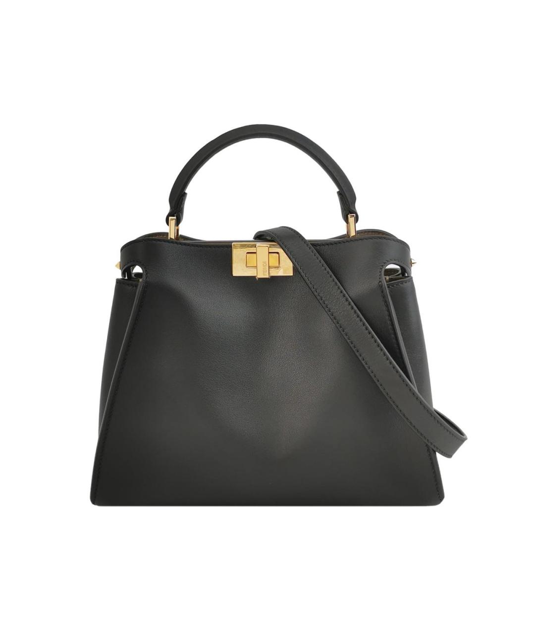 FENDI Черная кожаная сумка с короткими ручками, фото 1