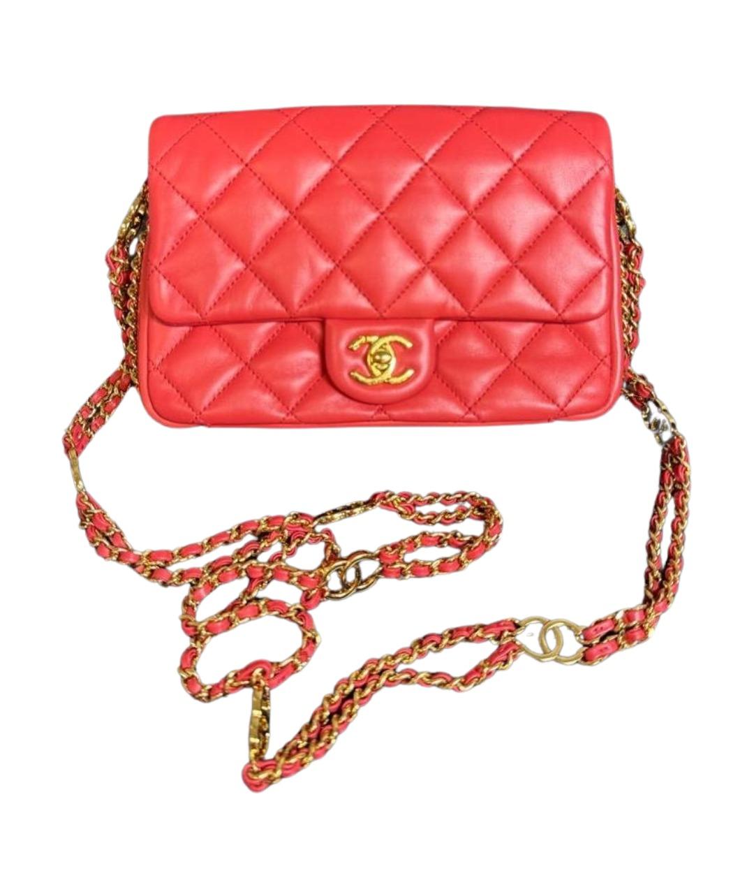 CHANEL Коралловая кожаная сумка через плечо, фото 1