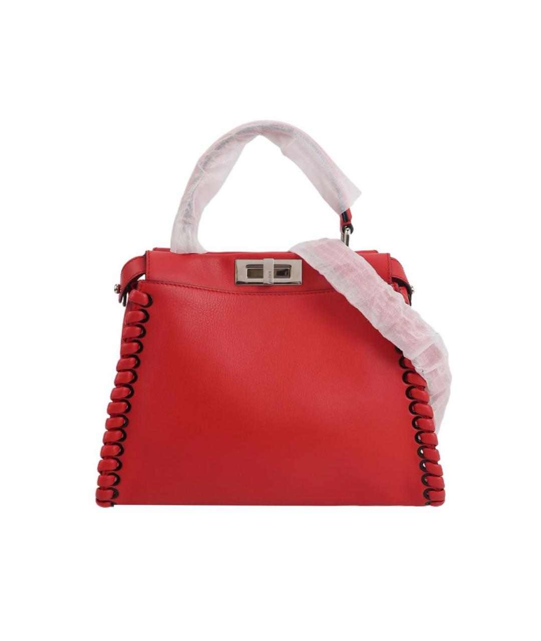 FENDI Красная кожаная сумка с короткими ручками, фото 9