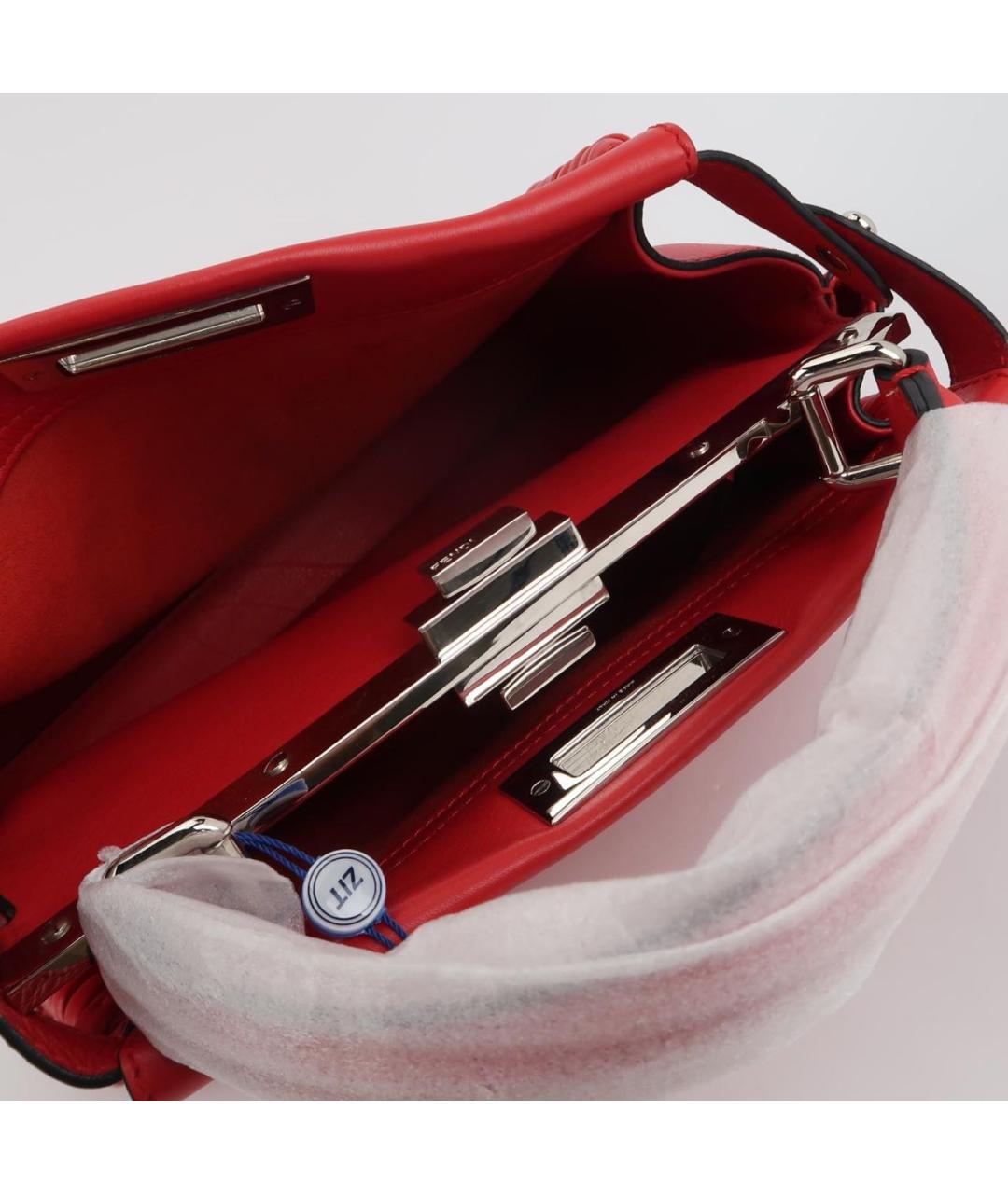 FENDI Красная кожаная сумка с короткими ручками, фото 5