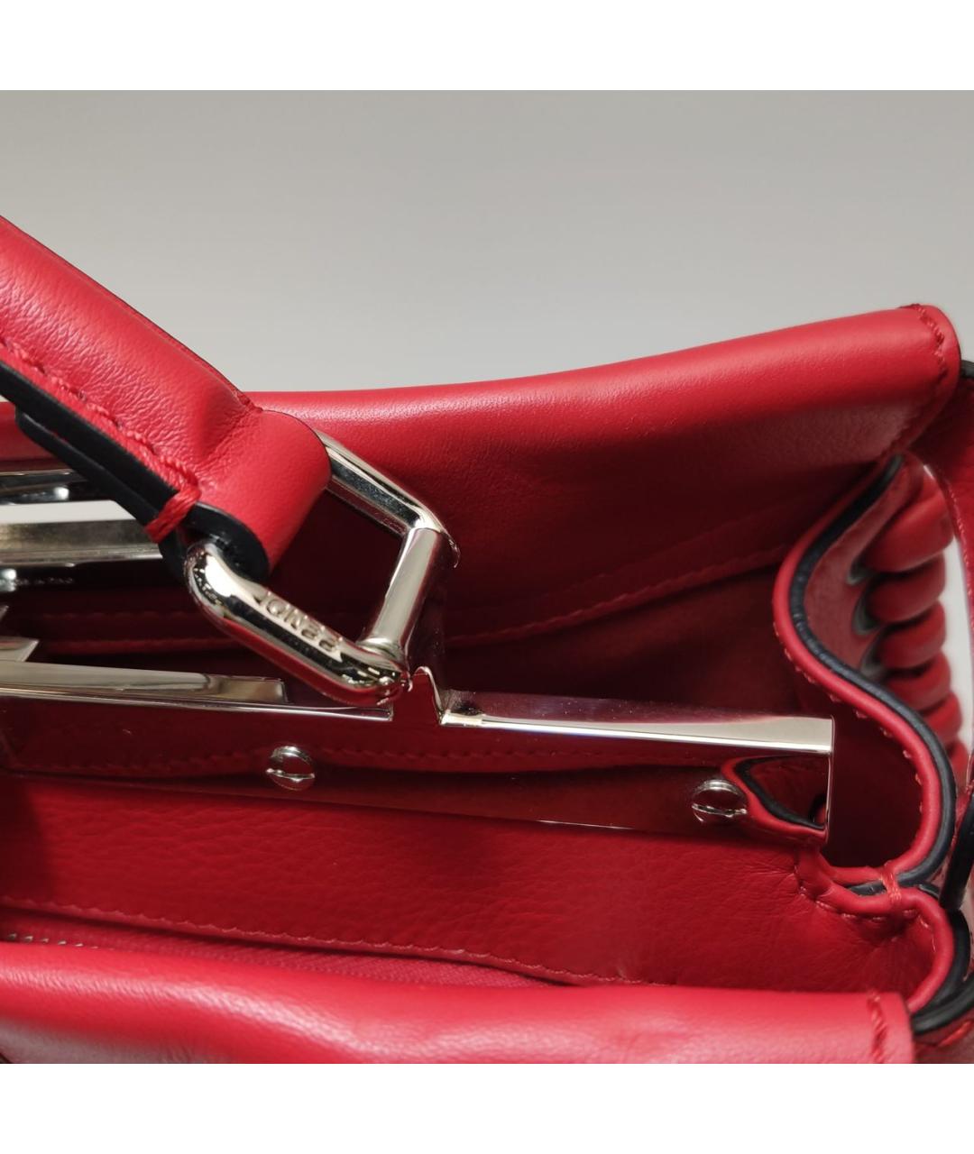 FENDI Красная кожаная сумка с короткими ручками, фото 7