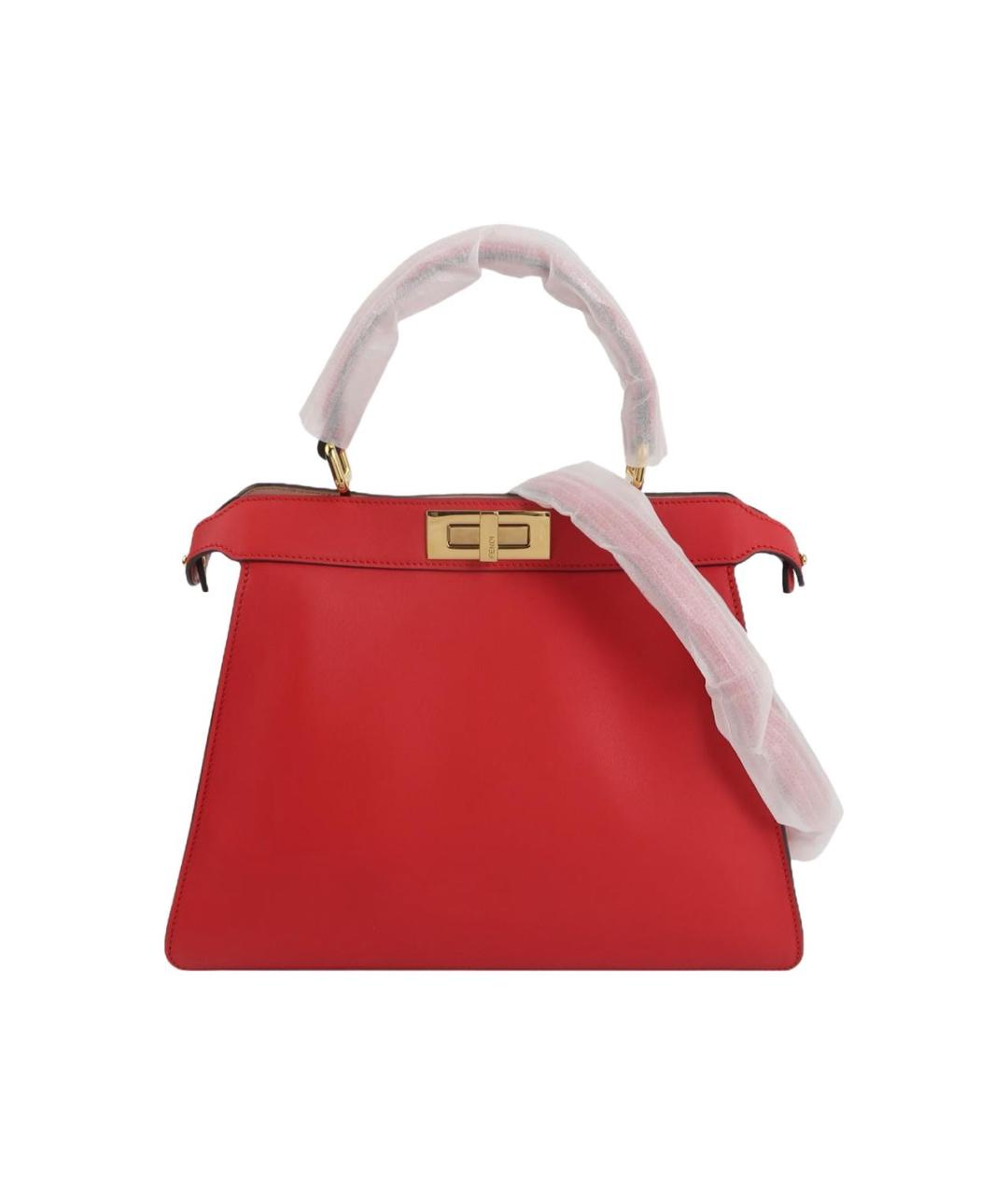 FENDI Красная кожаная сумка с короткими ручками, фото 9