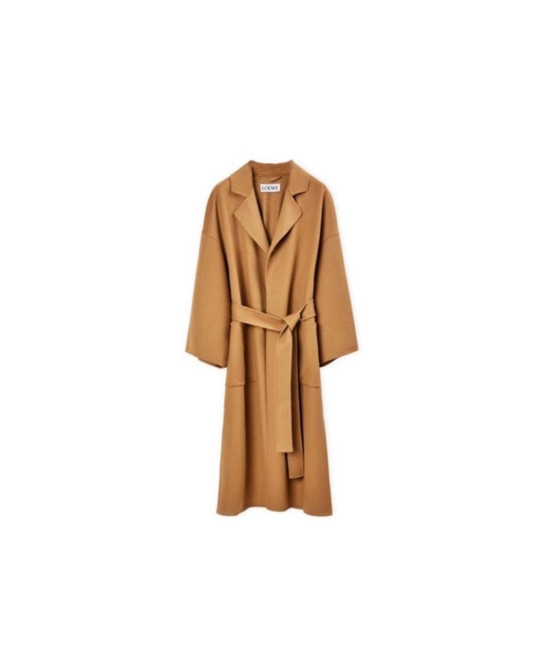 LOEWE Коричневое шерстяное пальто, фото 8