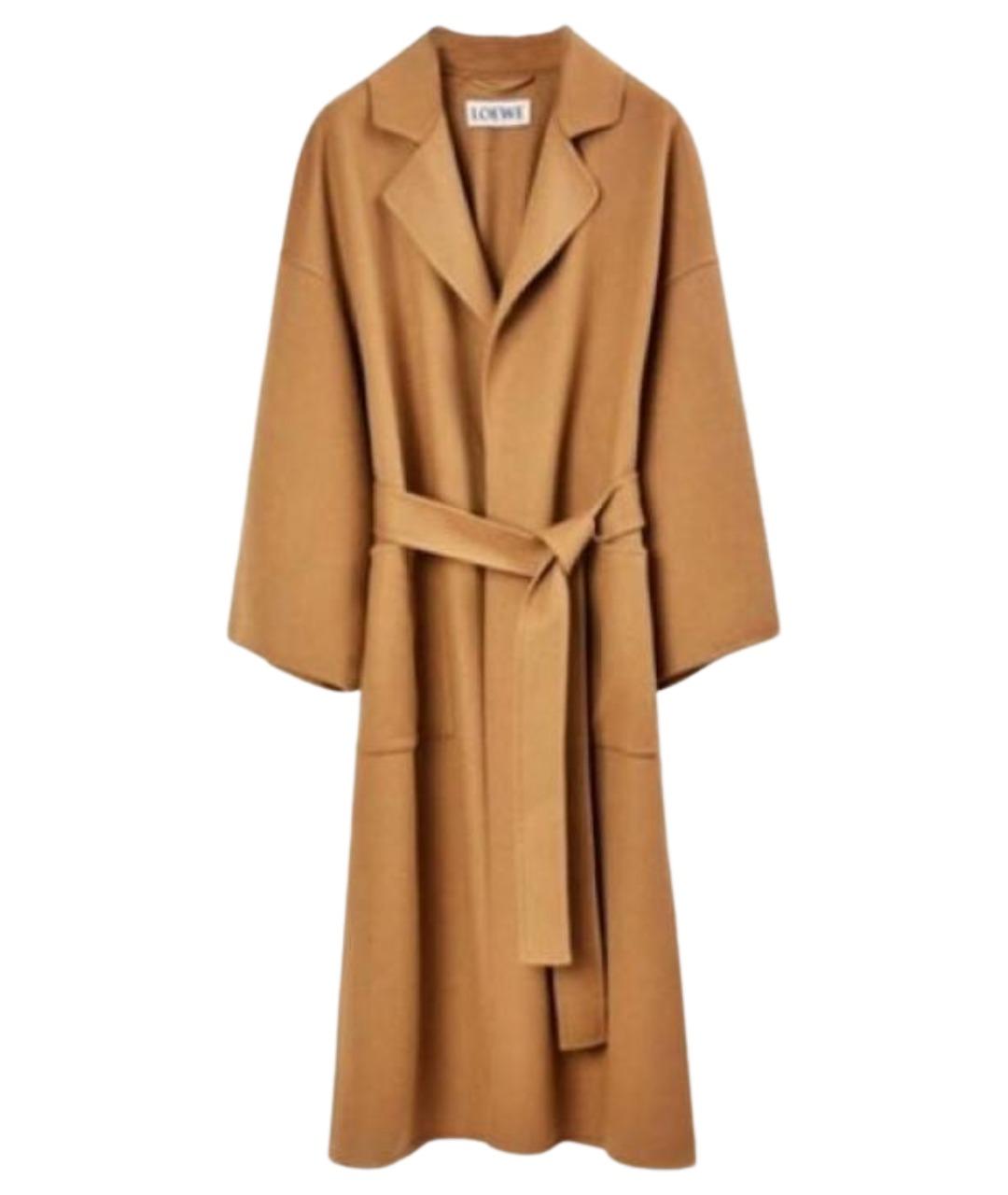 LOEWE Коричневое шерстяное пальто, фото 2