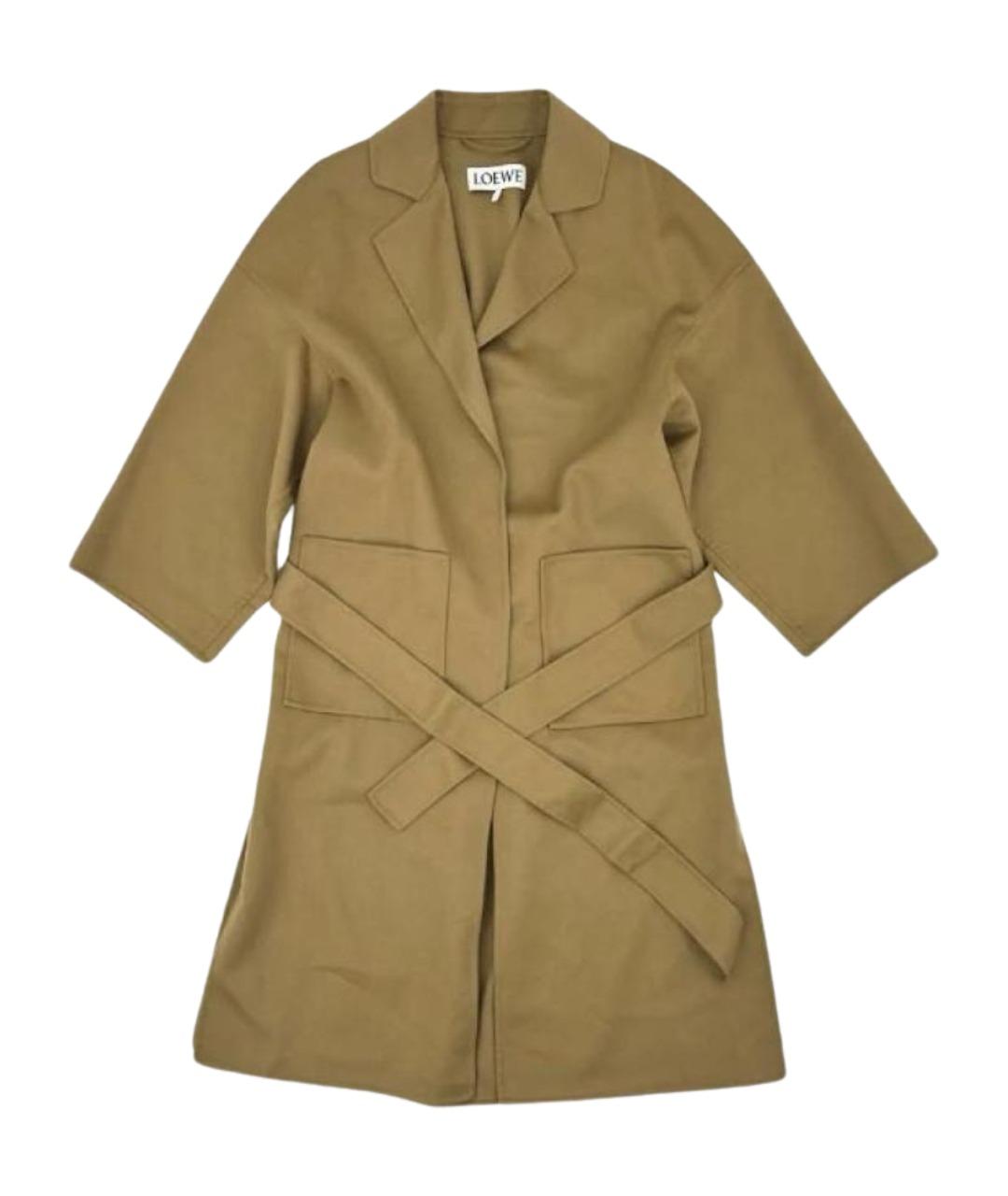 LOEWE Коричневое шерстяное пальто, фото 1