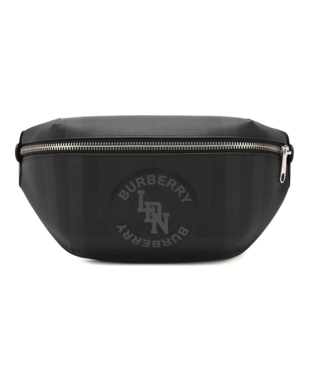 BURBERRY Антрацитовая синтетическая поясная сумка, фото 1