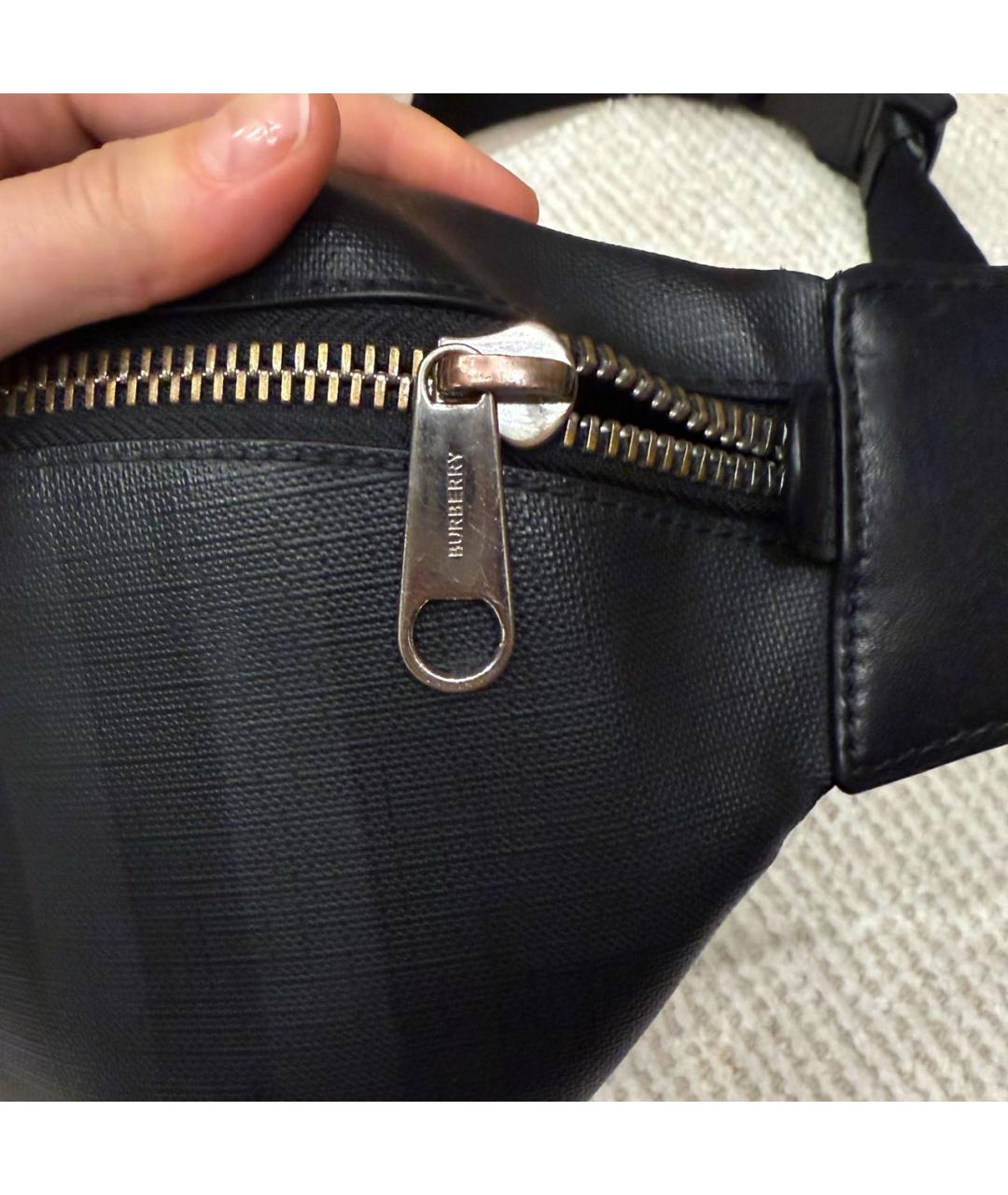 BURBERRY Антрацитовая синтетическая поясная сумка, фото 7