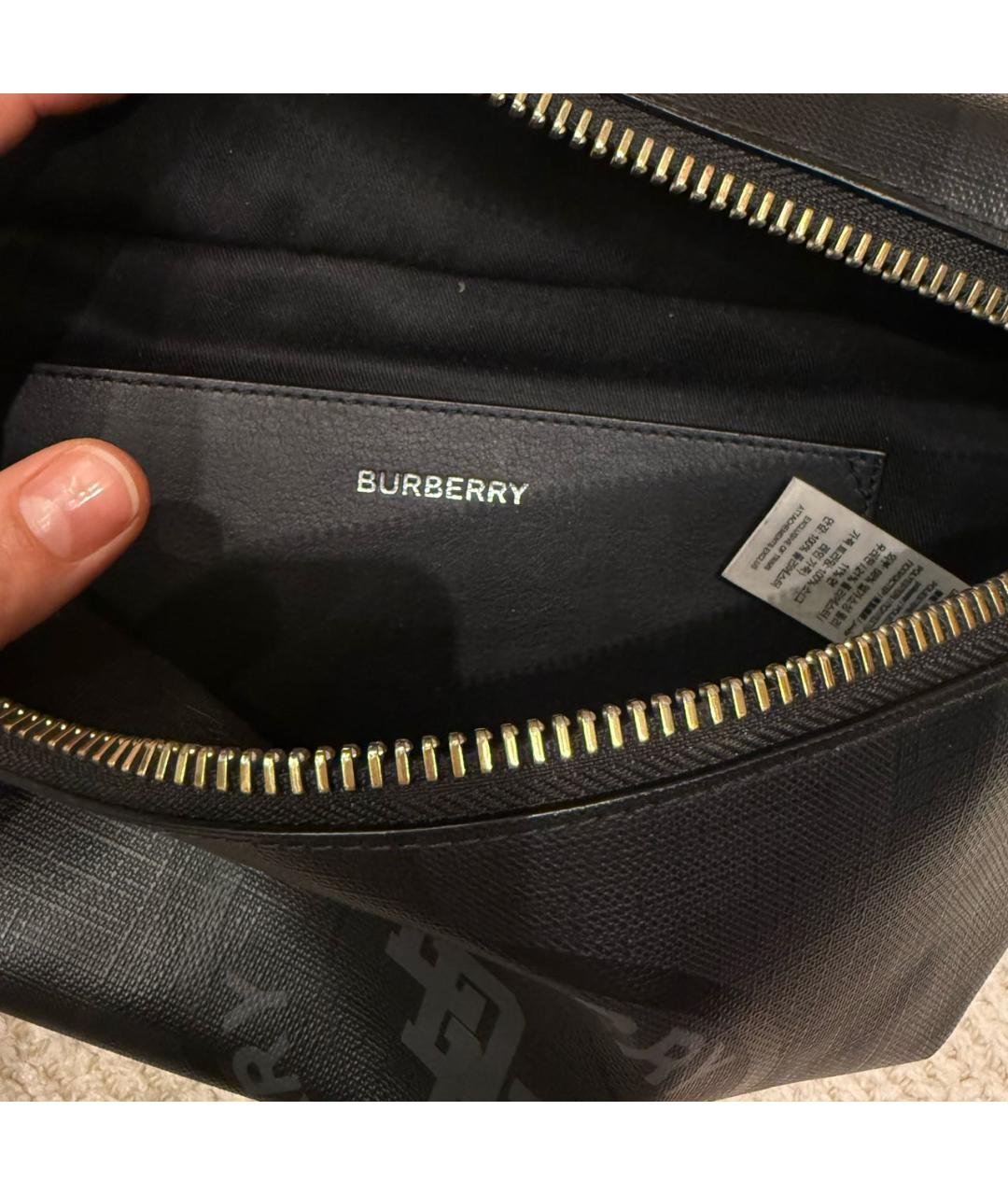 BURBERRY Антрацитовая синтетическая поясная сумка, фото 3