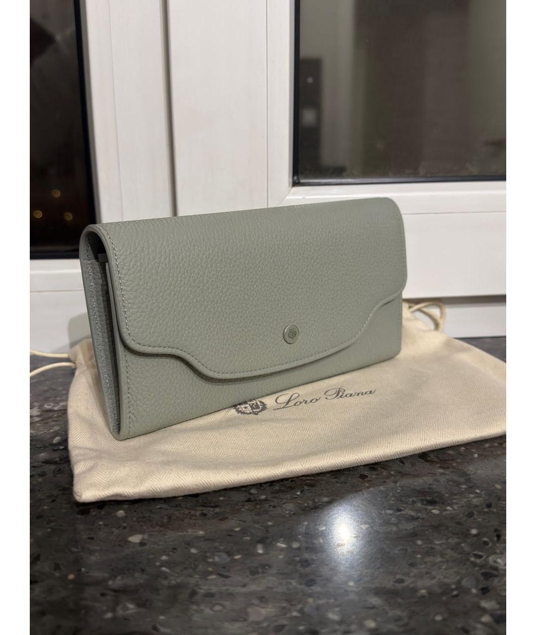 LORO PIANA Серый кожаный кошелек, фото 2