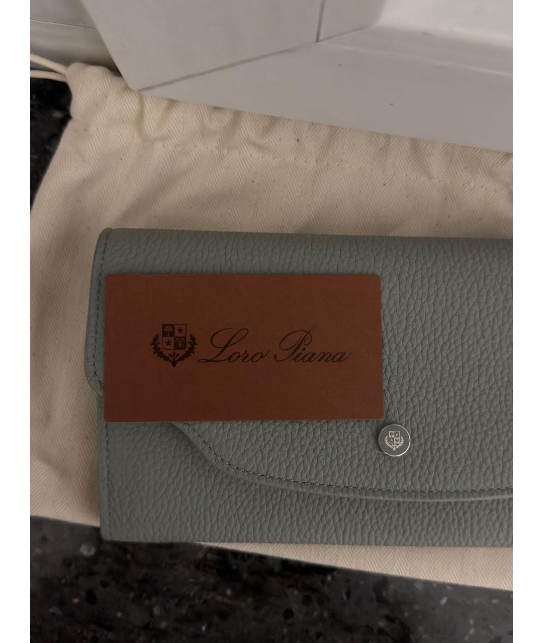 LORO PIANA Серый кожаный кошелек, фото 6