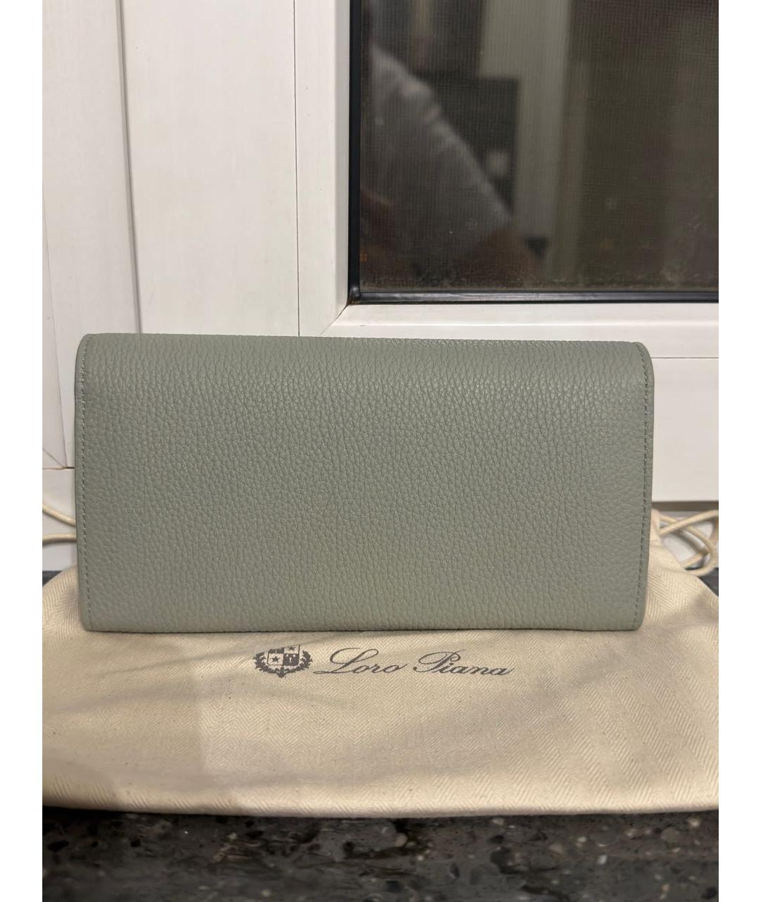 LORO PIANA Серый кожаный кошелек, фото 3