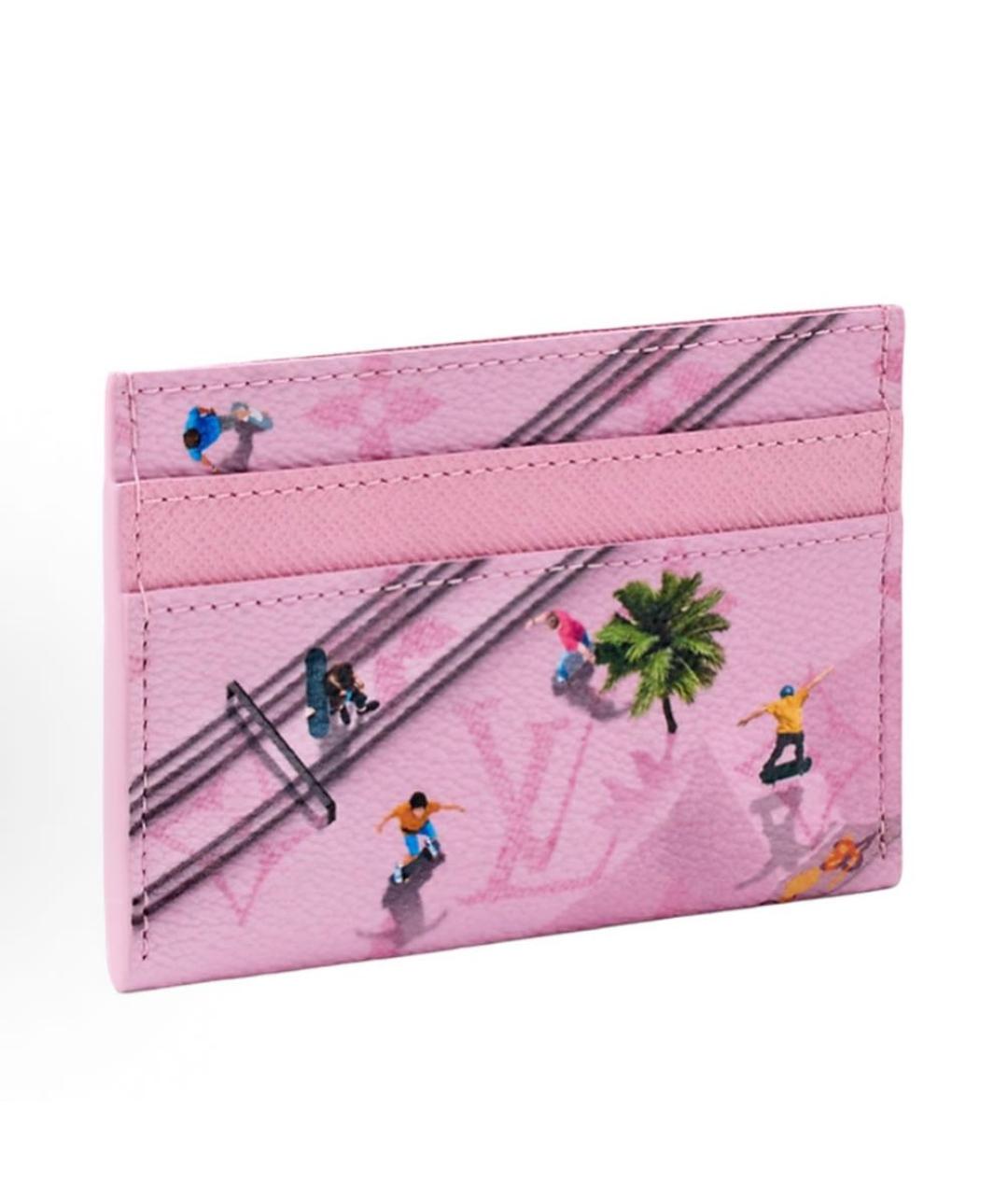 LOUIS VUITTON Розовый кожаный кардхолдер, фото 2