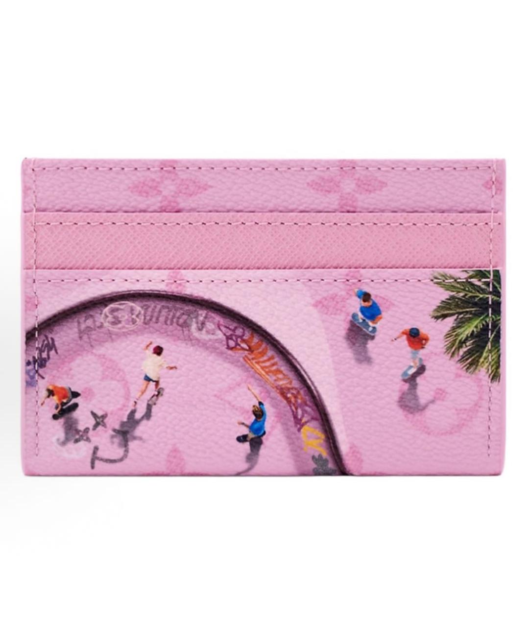 LOUIS VUITTON Розовый кожаный кардхолдер, фото 3