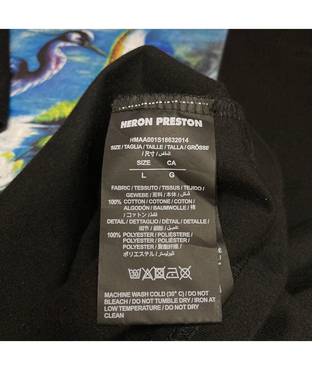 HERON PRESTON Черная хлопковая футболка, фото 4