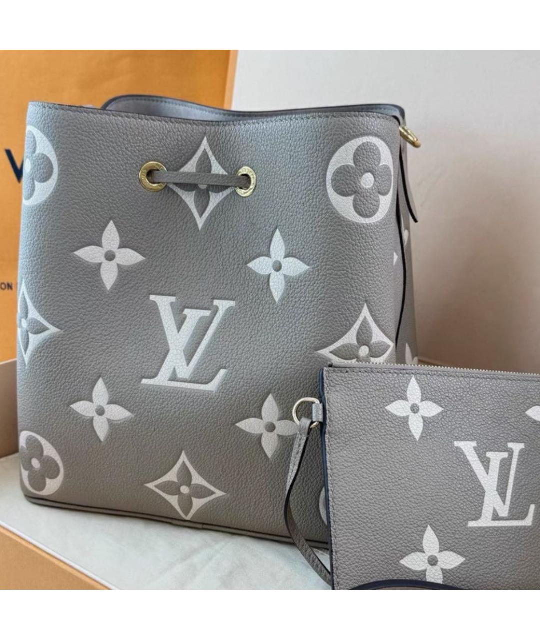 LOUIS VUITTON Серая кожаная сумка через плечо, фото 3