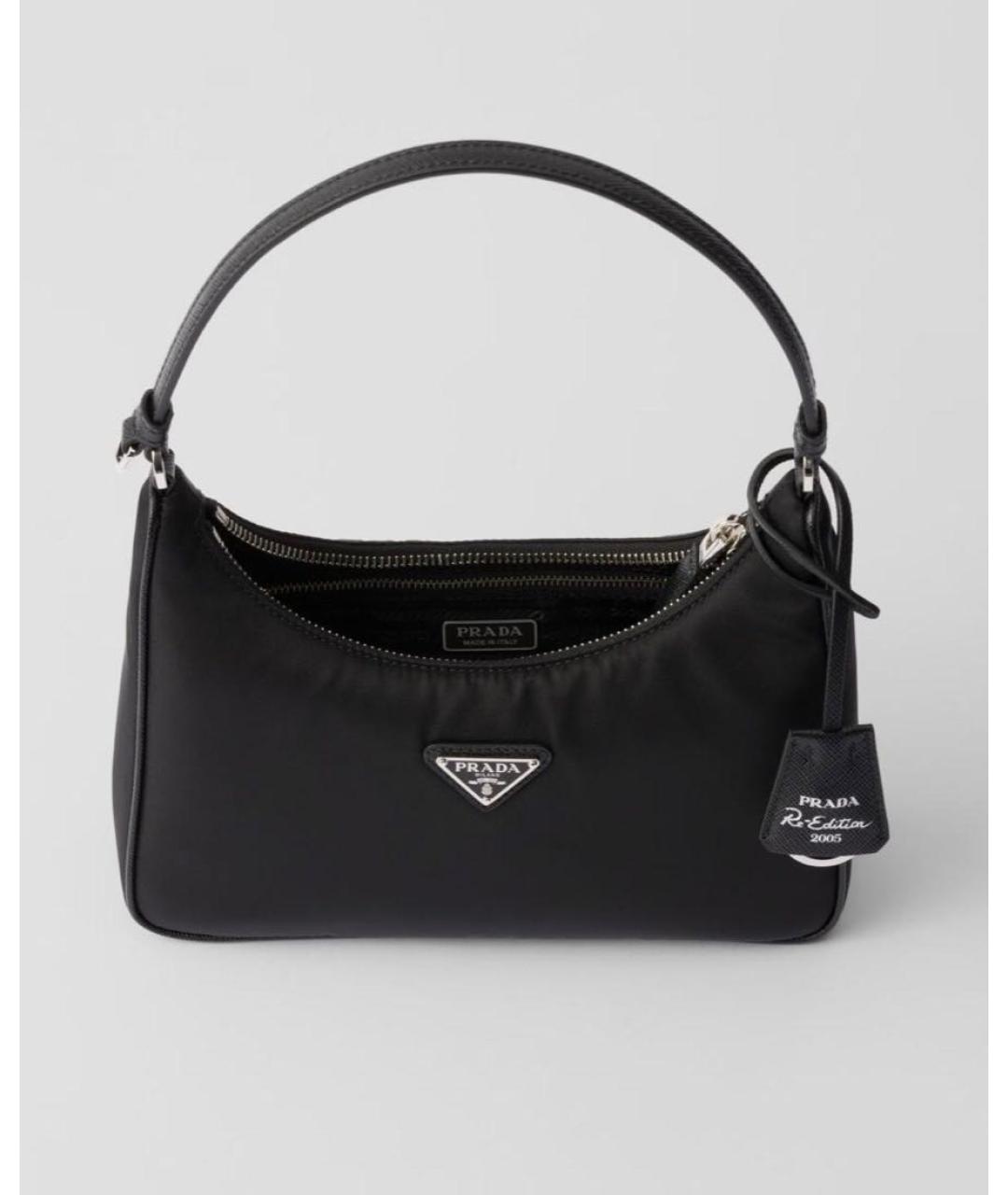 PRADA Черная тканевая сумка с короткими ручками, фото 4