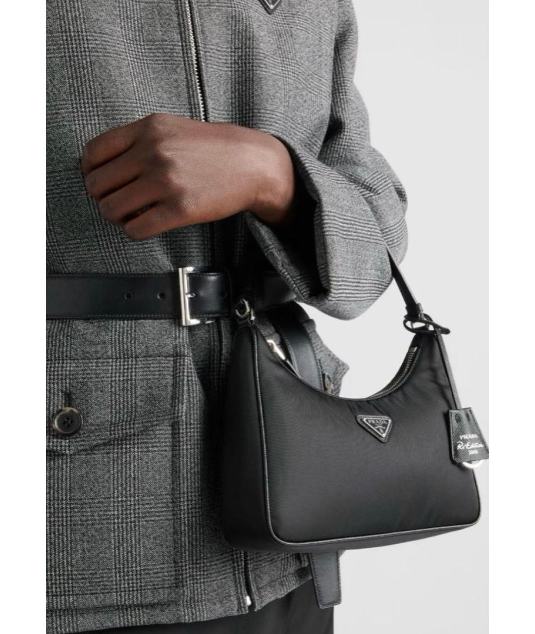 PRADA Черная тканевая сумка с короткими ручками, фото 5