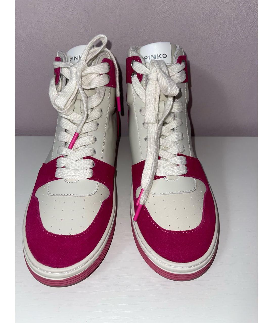 PINKO Розовые кожаные кроссовки, фото 2