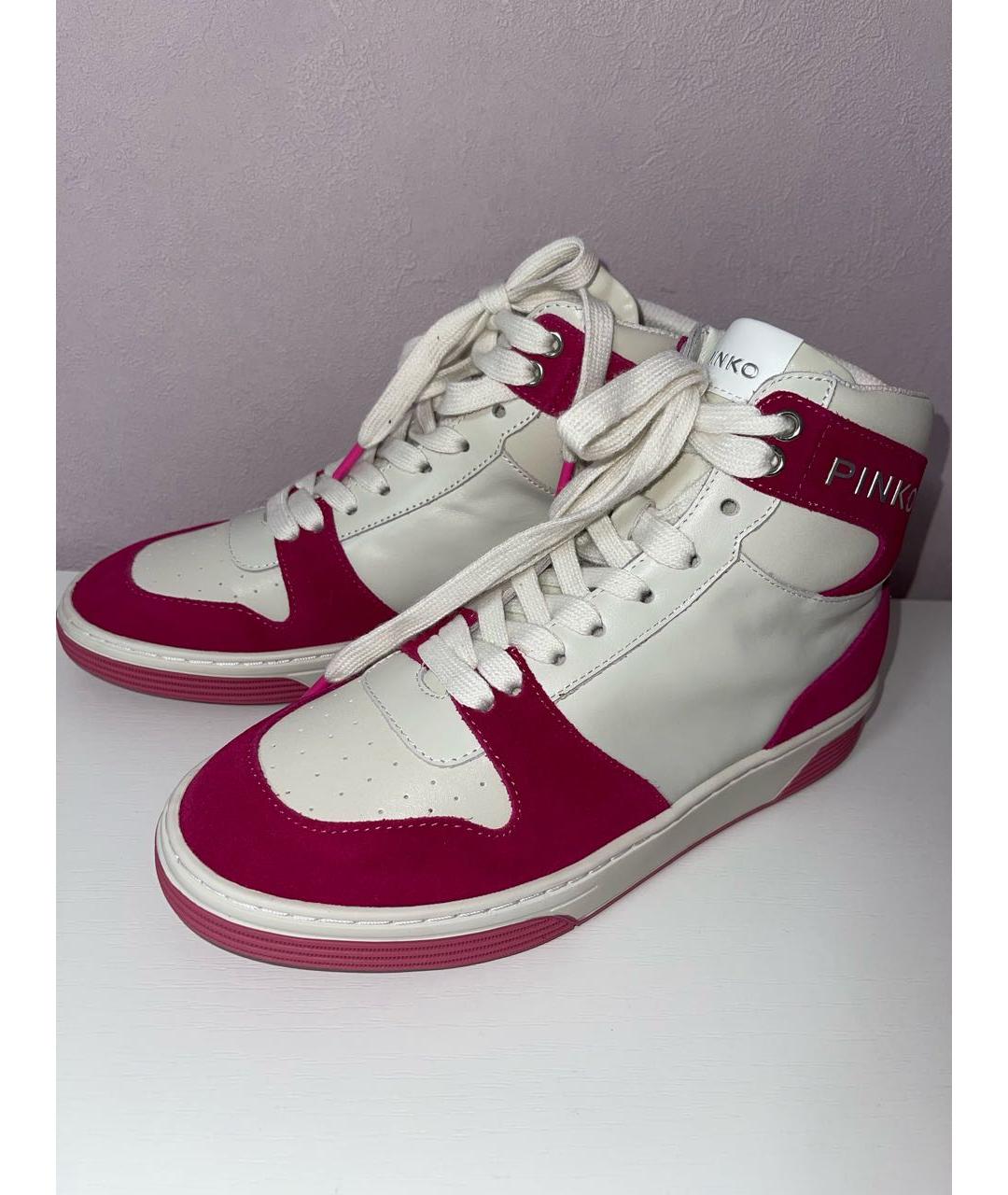 PINKO Розовые кожаные кроссовки, фото 3