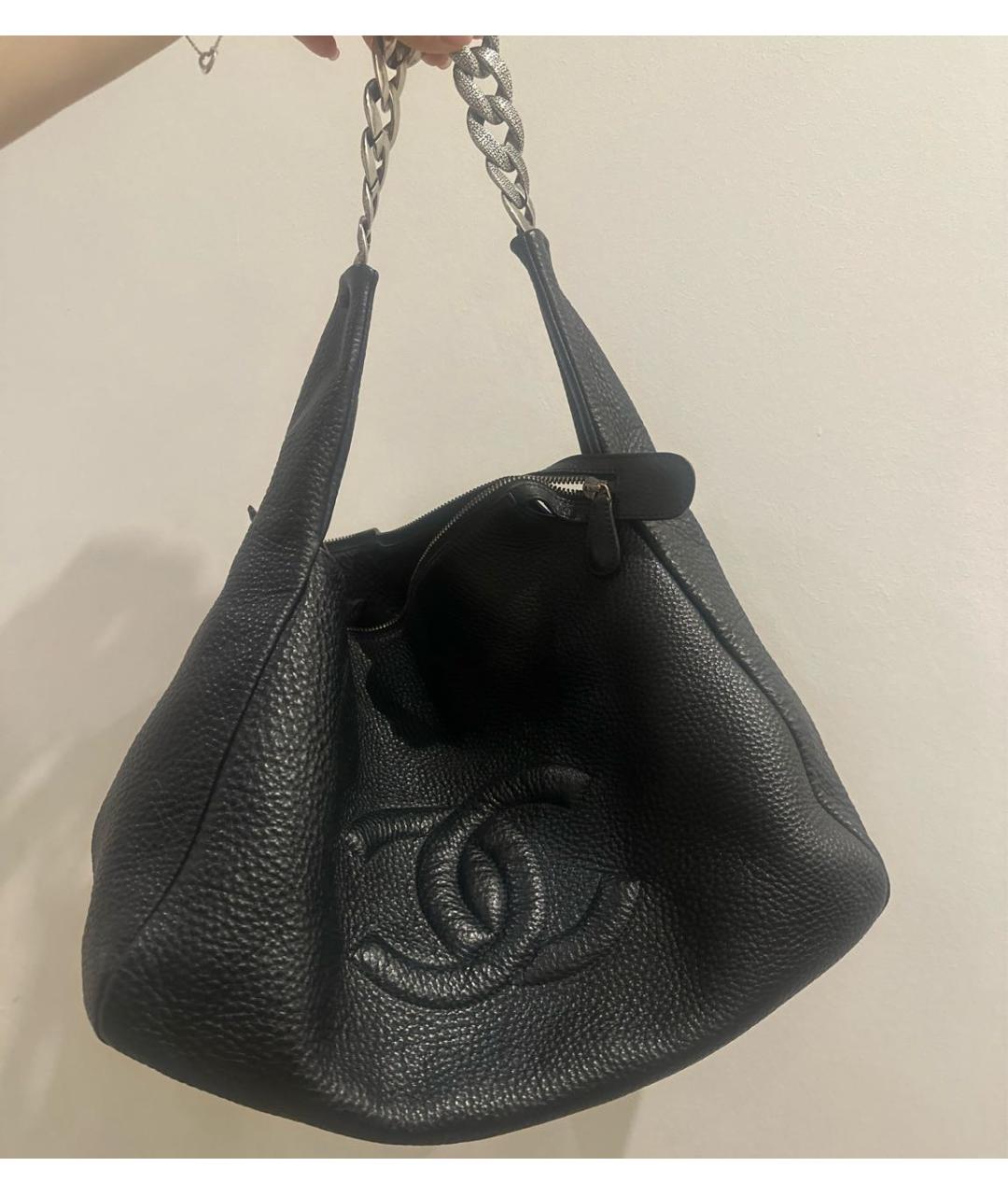 CHANEL Черная кожаная сумка тоут, фото 6