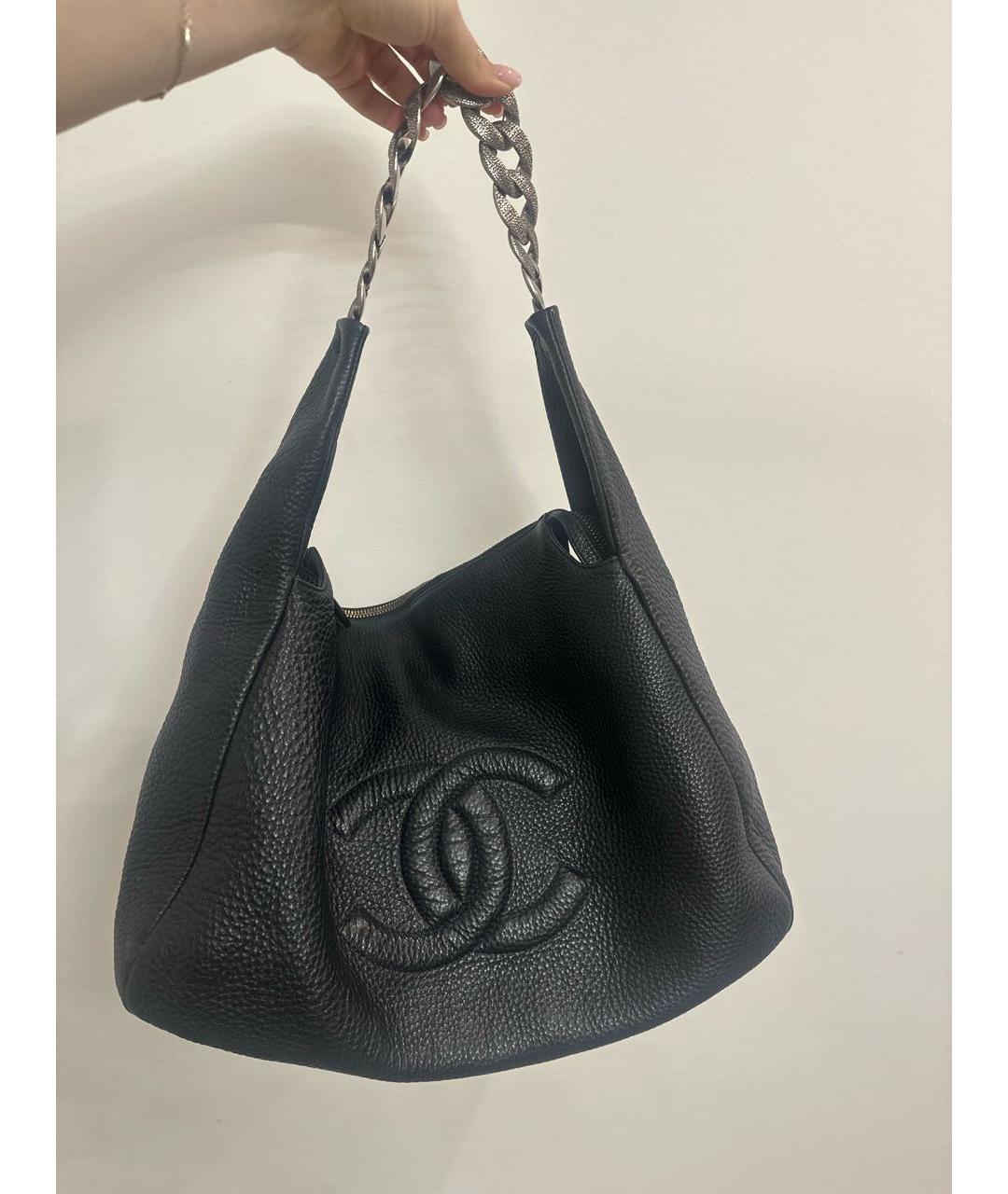 CHANEL Черная кожаная сумка тоут, фото 7