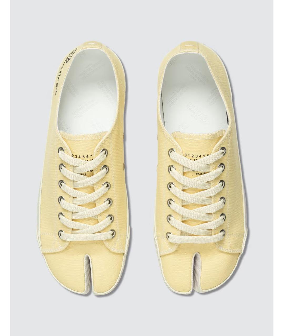 MAISON MARGIELA Желтые текстильные низкие кроссовки / кеды, фото 2
