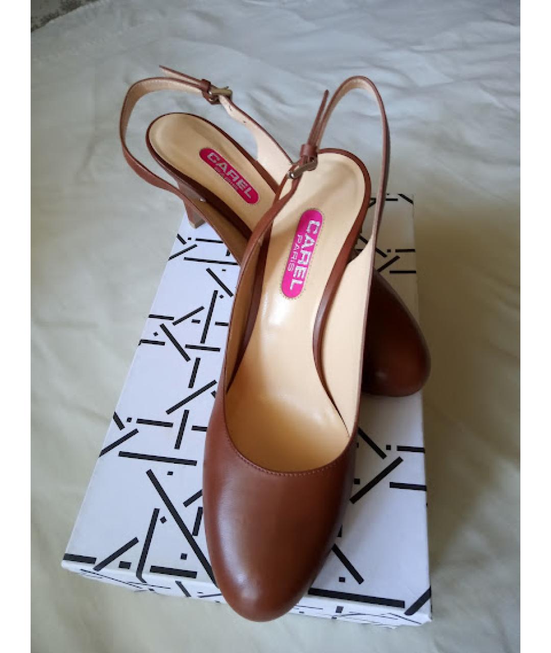 CAREL Коричневые кожаные босоножки, фото 7