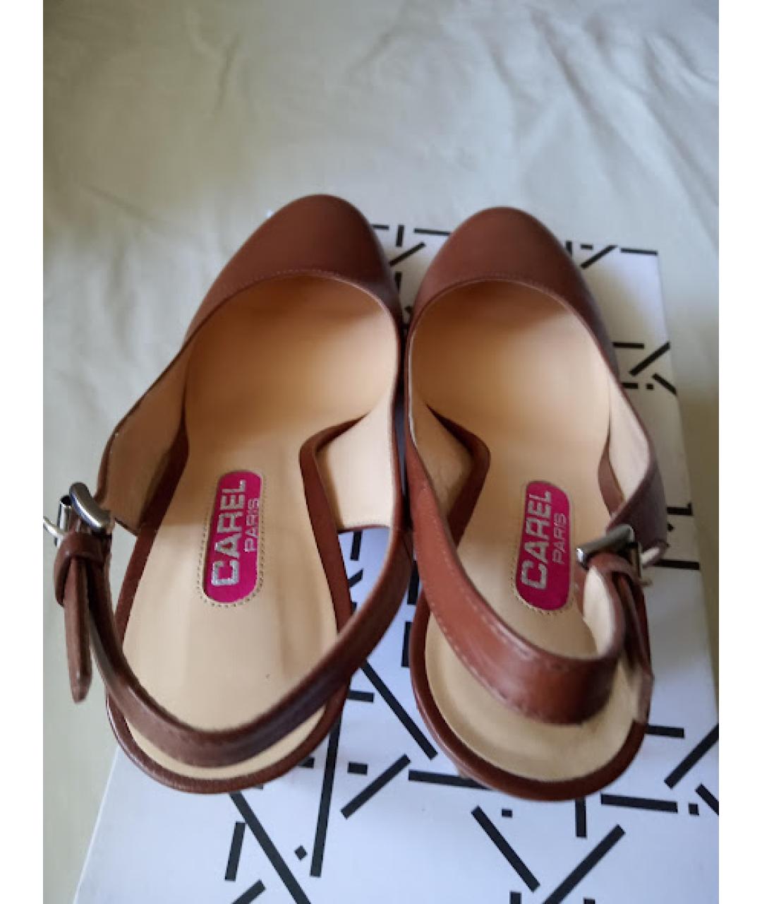 CAREL Коричневые кожаные босоножки, фото 3