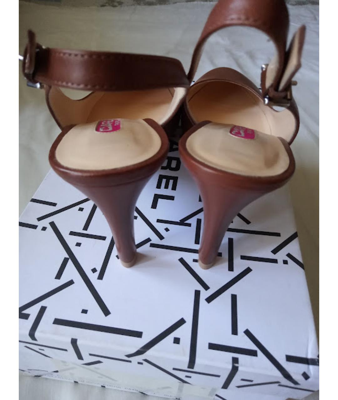 CAREL Коричневые кожаные босоножки, фото 4