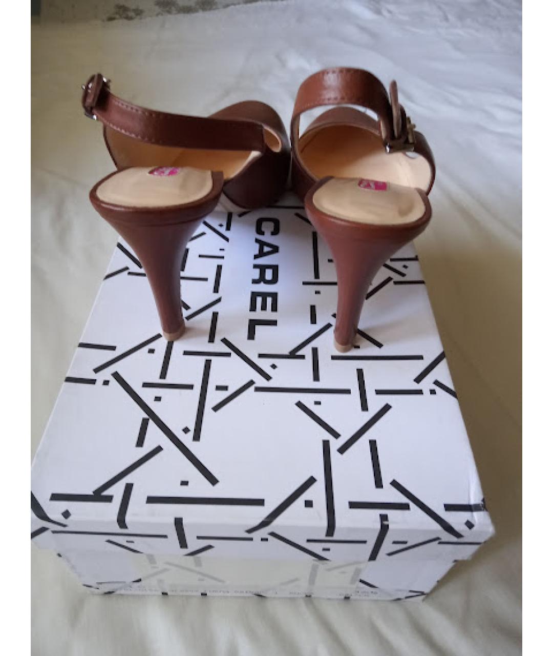 CAREL Коричневые кожаные босоножки, фото 9