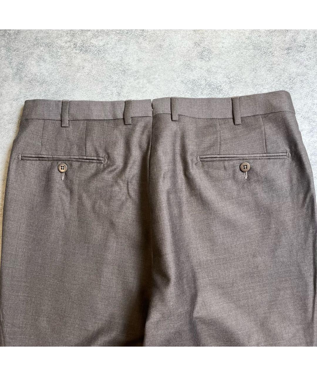 ERMENEGILDO ZEGNA XXX Коричневые шерстяные классические брюки, фото 5