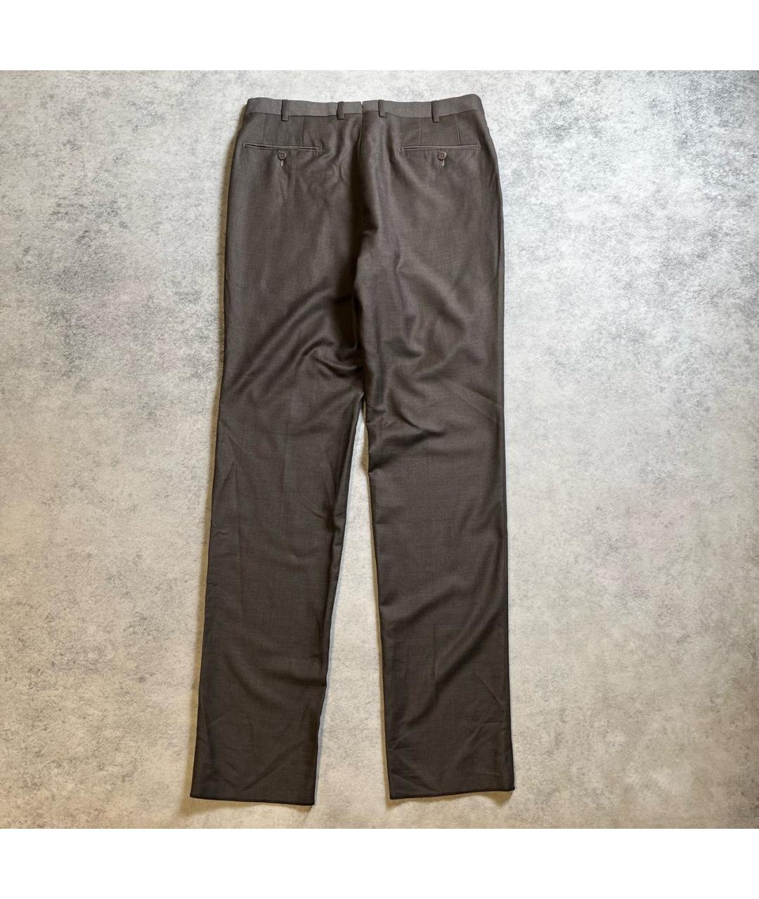 ERMENEGILDO ZEGNA XXX Коричневые шерстяные классические брюки, фото 2