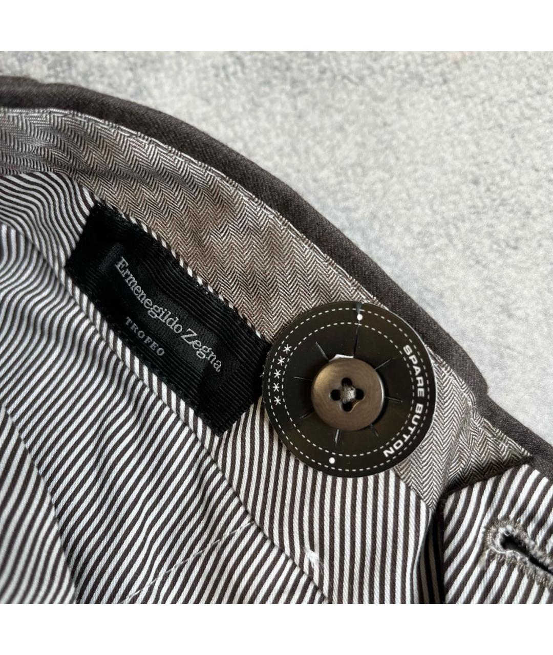 ERMENEGILDO ZEGNA XXX Коричневые шерстяные классические брюки, фото 6