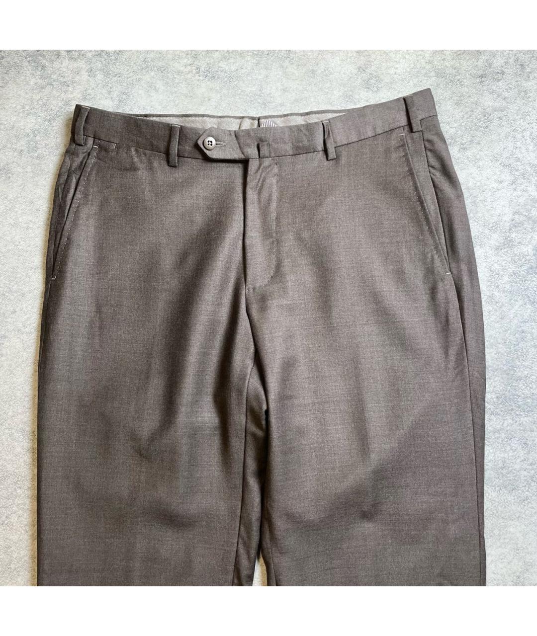 ERMENEGILDO ZEGNA XXX Коричневые шерстяные классические брюки, фото 3