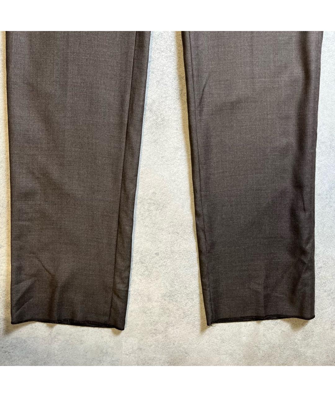 ERMENEGILDO ZEGNA XXX Коричневые шерстяные классические брюки, фото 4