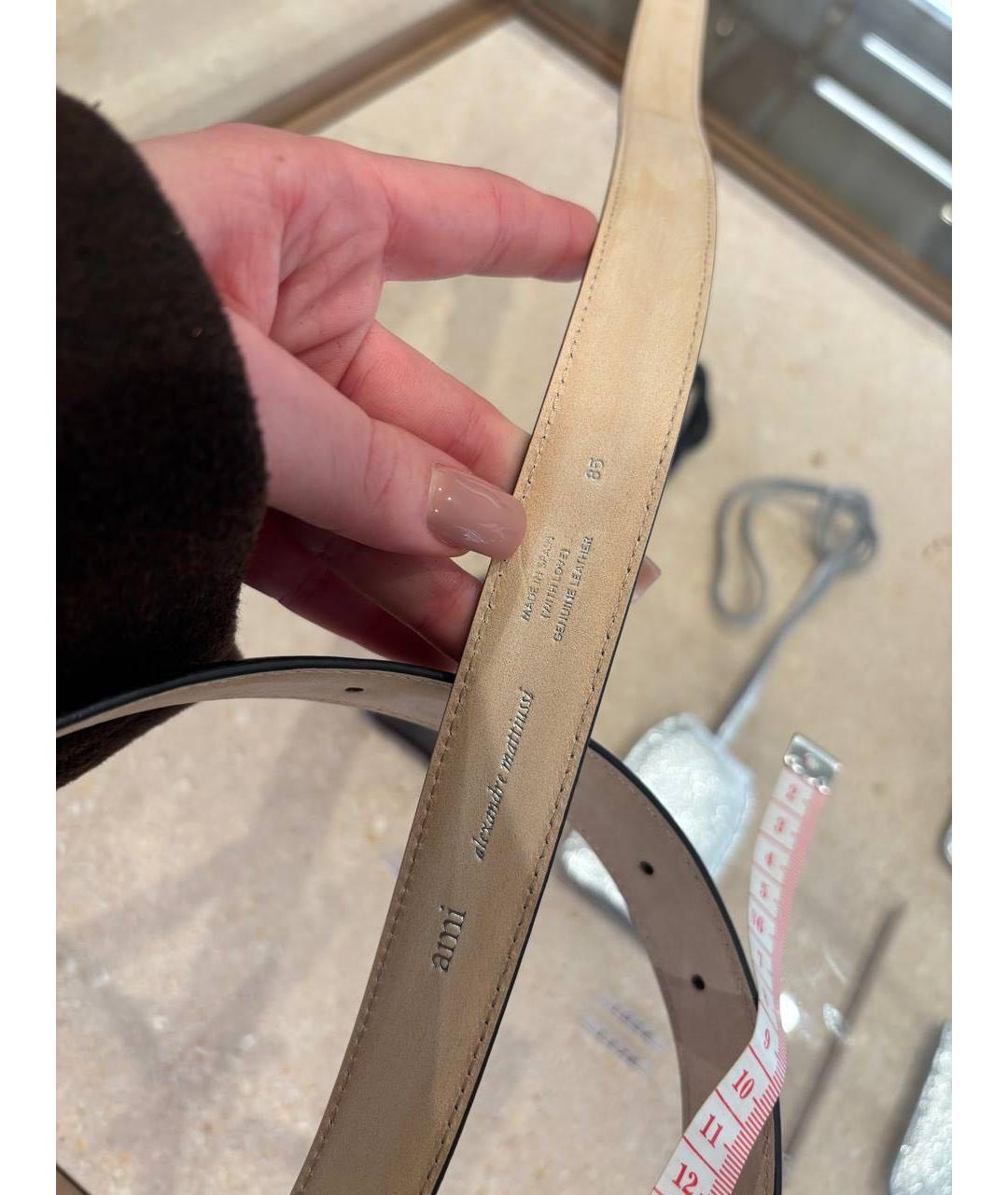 Ami Paris Черный кожаный ремень, фото 3