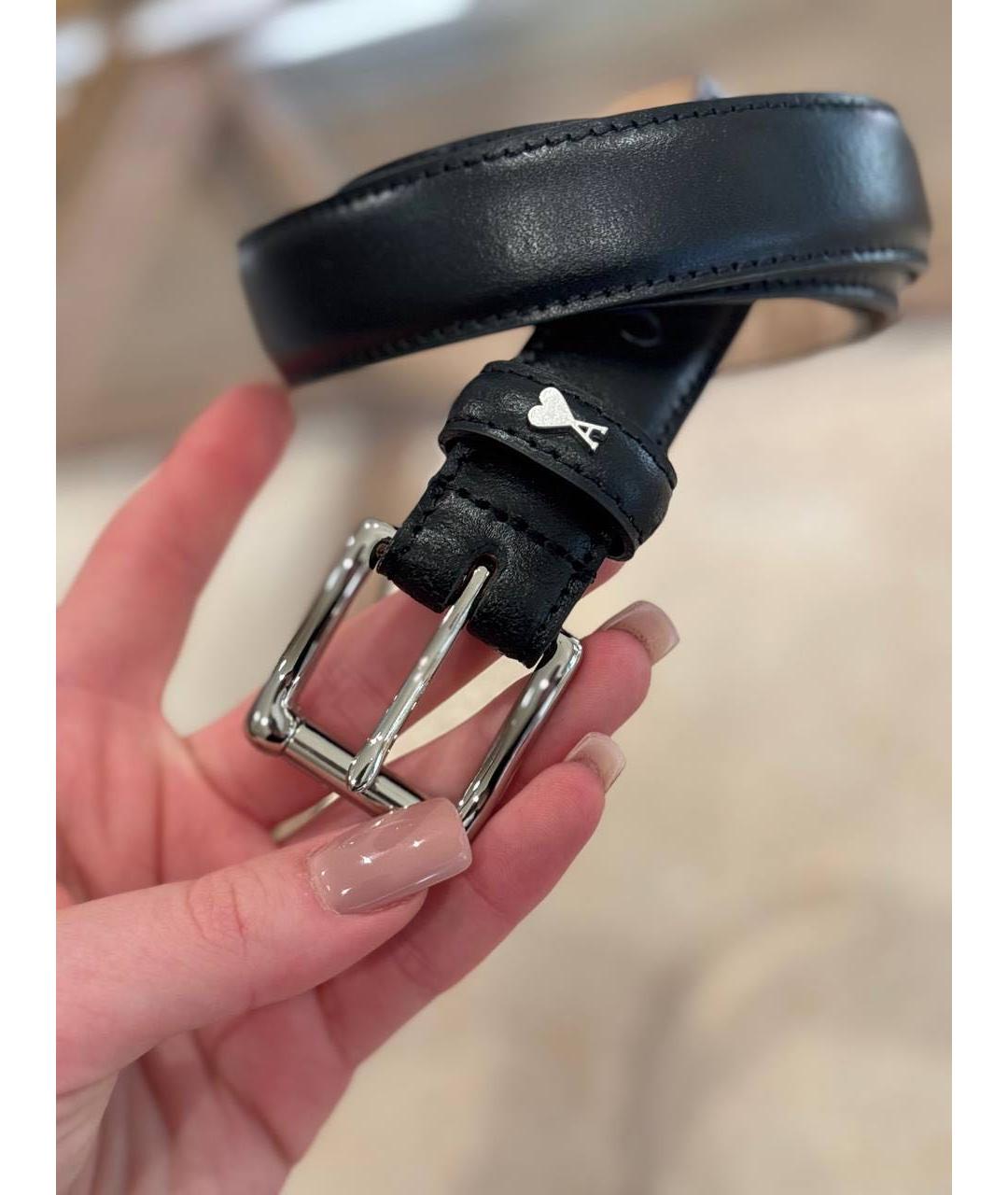 Ami Paris Черный кожаный ремень, фото 2
