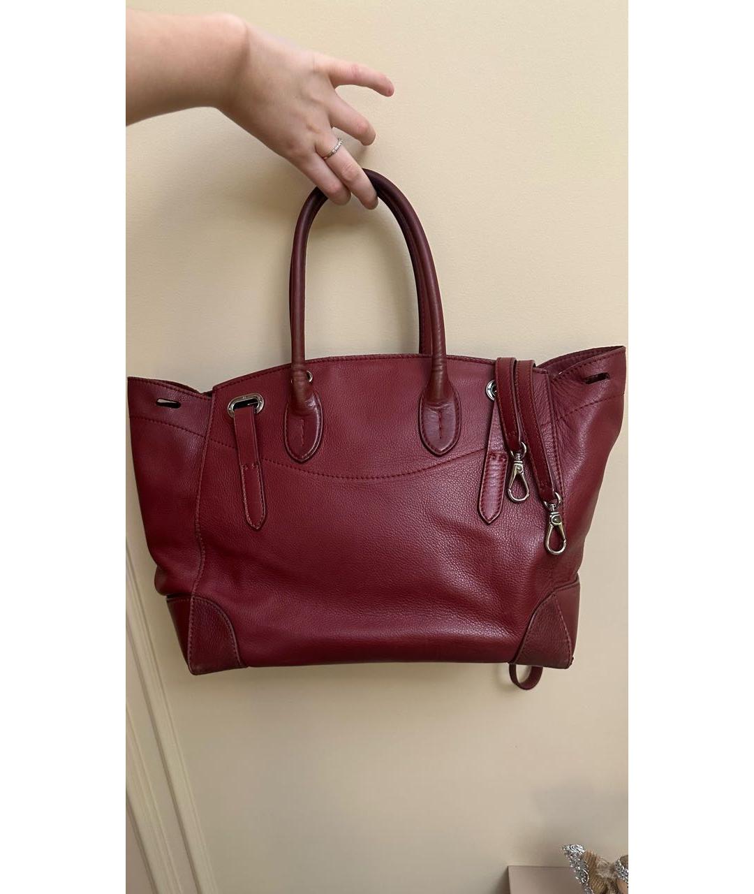 RALPH LAUREN Красная кожаная сумка тоут, фото 2