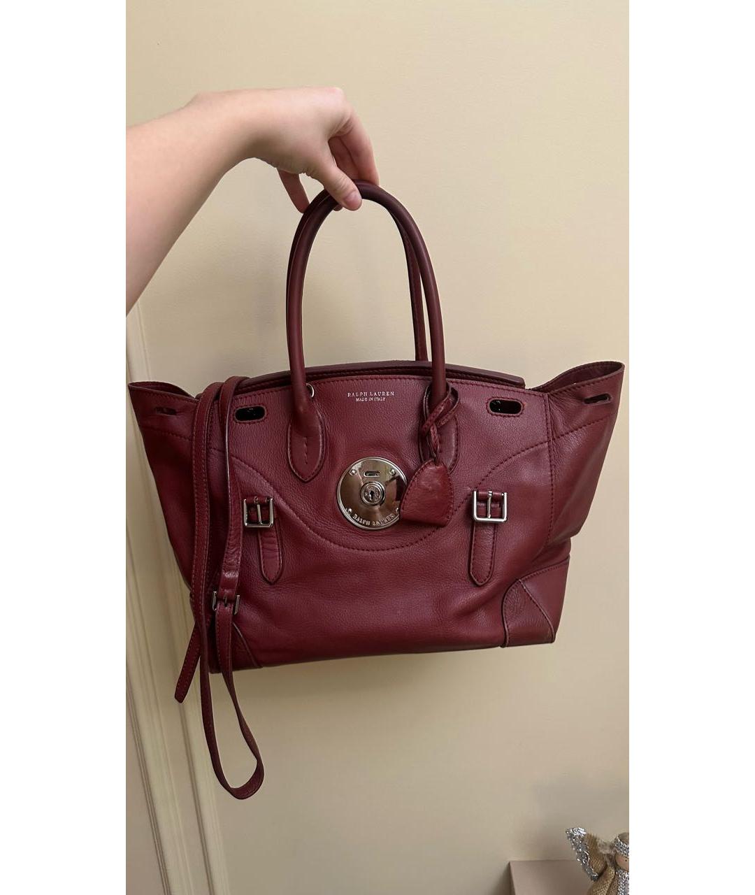 RALPH LAUREN Красная кожаная сумка тоут, фото 8