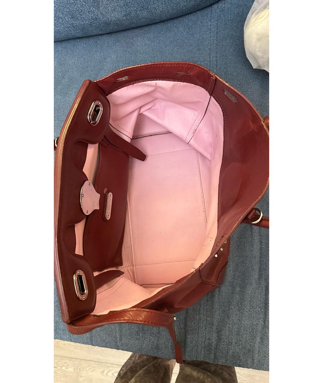 RALPH LAUREN Красная кожаная сумка тоут, фото 3