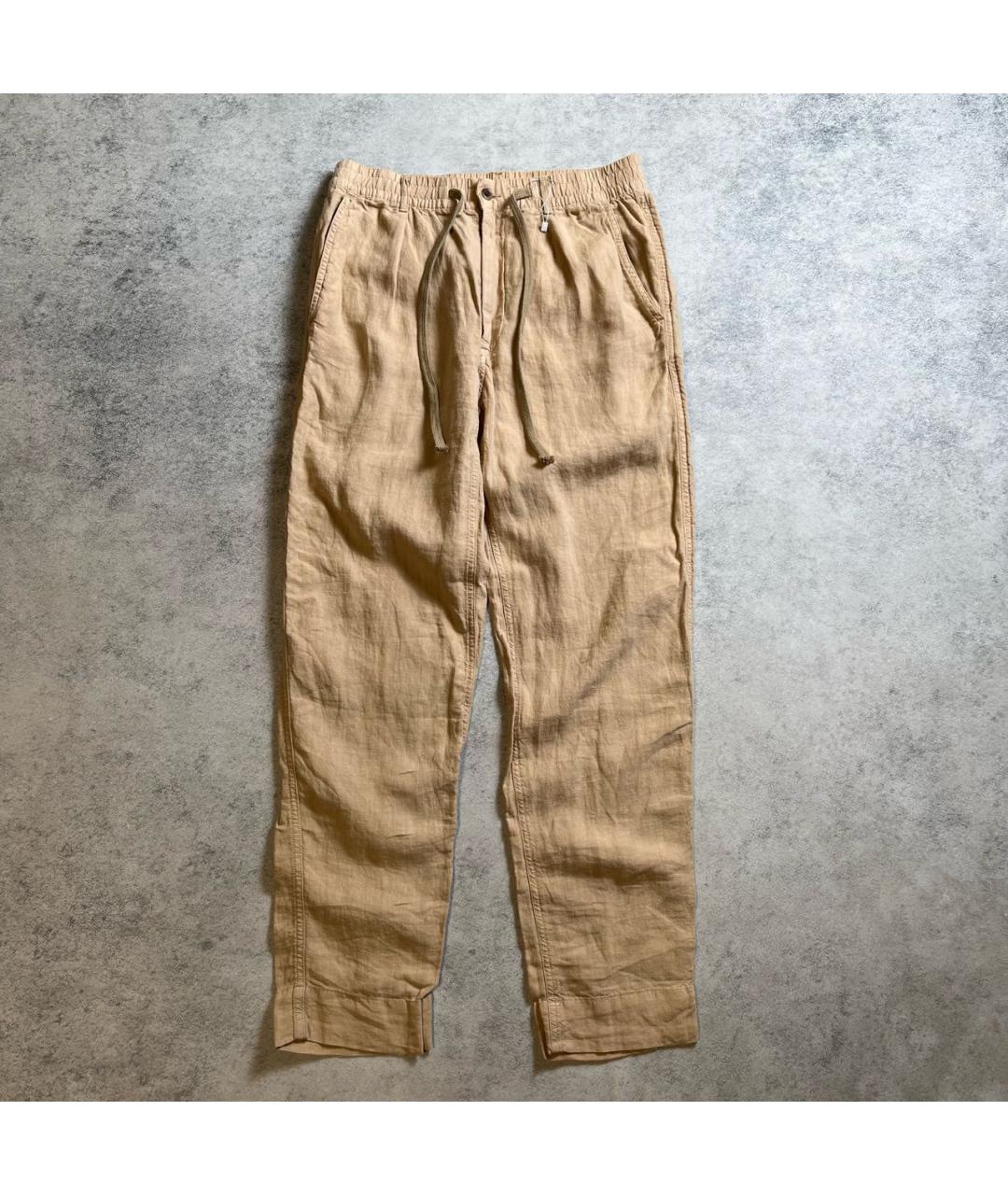 RALPH LAUREN Хаки льняные повседневные брюки, фото 8