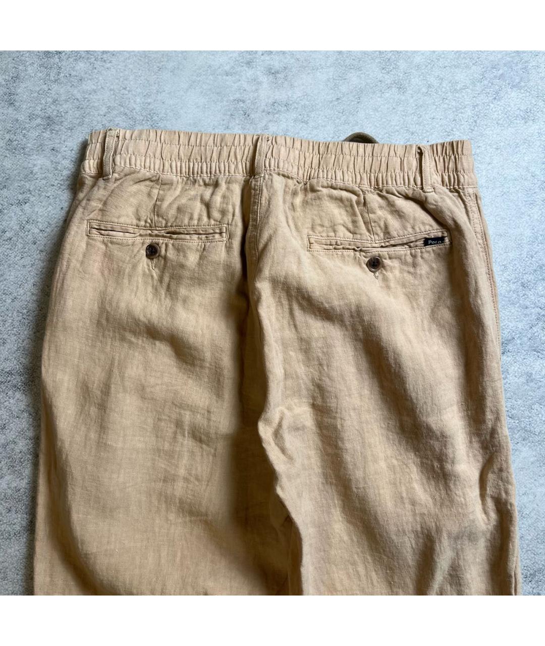 RALPH LAUREN Хаки льняные повседневные брюки, фото 4