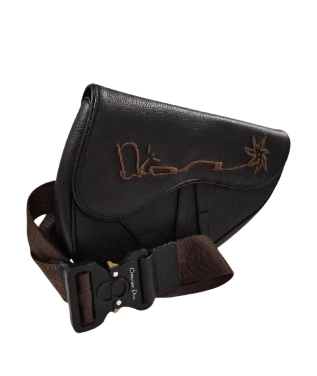 CHRISTIAN DIOR Черная кожаная сумка через плечо, фото 1