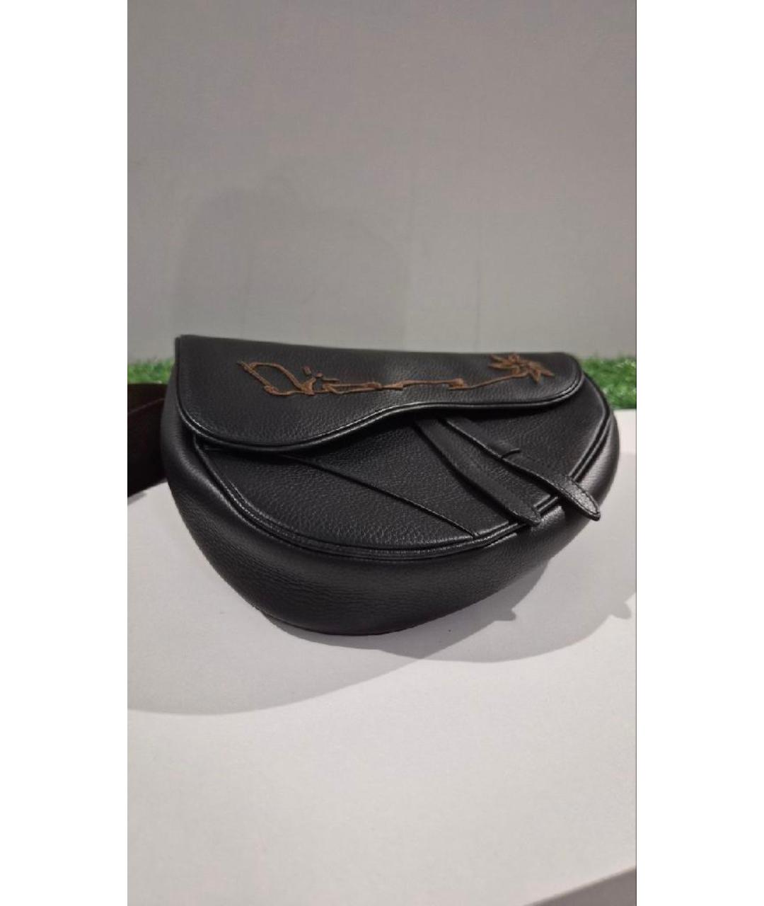 CHRISTIAN DIOR Черная кожаная сумка через плечо, фото 3